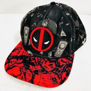Deadpool Marvel Graphic 2-Tone Hat Cap Snapback Adjustable Black Disney Casual